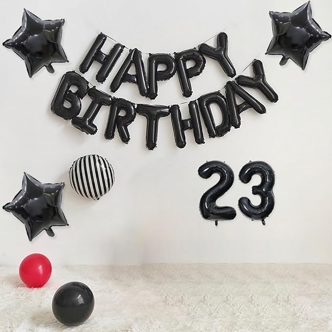 2 Set 20 Pcs 0-9 Black Number Balloons 16 Inch Black Number Mylar Foil Balloons Custom Digital Balloons for Birthday Party Engagement Graduations Anniversary Baby Shower Decor Party Supplies