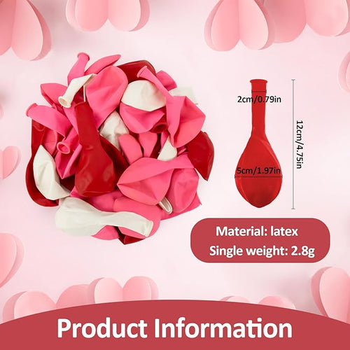 100PCS Valentines Day Balloons Arch- MAQIHAN Red Pink and White Balloons Happy Anniversary Balloon Globos Rojos Romantic Decorations Latex Balloon Valentines Day Decorations for Party 12 Inch