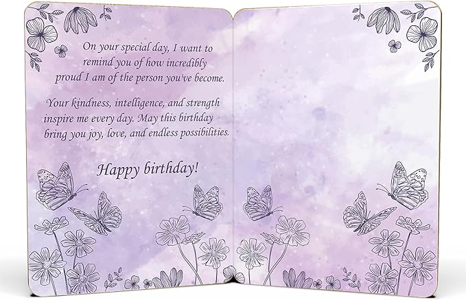 Daughter Birthday Card - | Made From Real Bamboo | 5" X 7" - 1 Pack (With Envelope) | Laser Cut, Butterfly Themed Card