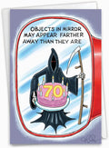 NobleWorks - 70th Milestones Birthday Greeting Card with 5 x 7 Inch Envelope (1 Card) - Objects in Mirror 70 4849