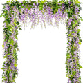 5pack Wisteria Garland Flower Garland Artificial Flowers Wisteria Vines Fake Ivy Flowers Total 33ft (Purple)
