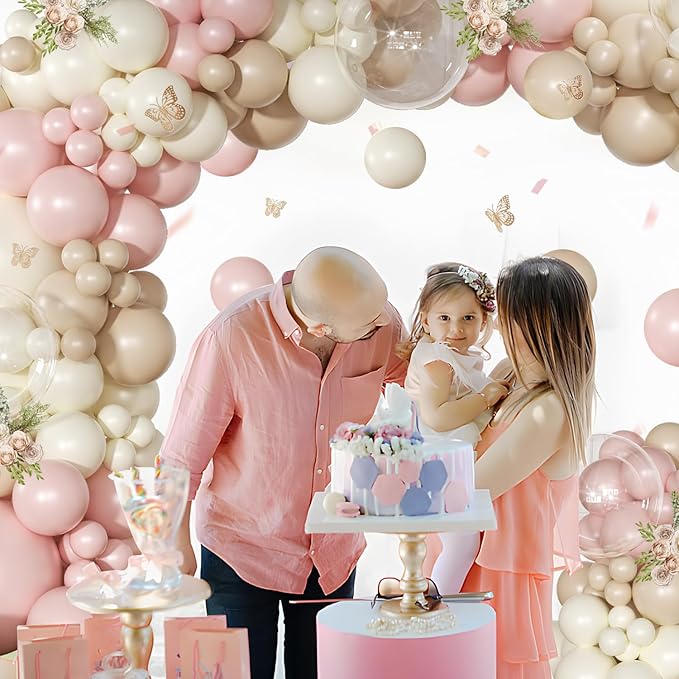 Dusty Pink Balloon Arch Kit 126 Pcs Pink and Sand White Balloon Arch Garland Kit for Wedding Birthday Baby Shower Gender Reveal Decorations