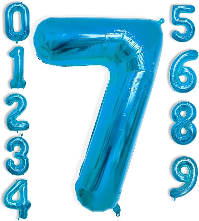 40 Inch Large Blue Number Celebration and Decoration Balloon for Birthday Parties, Graduations, Anniversaries, Weddings, Photo Shoots, Special Events - Helium Foil Mylar (Blue Number 7)
