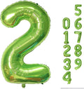 Green 2 Balloons, 40 Inch Giant Helium Foil Number 0-9 Green Birthday Balloon for Boys Girls, Self Inflating Digit 2 Balloons for Women Men Anniversary Jungle Football Party Decorations Supplies