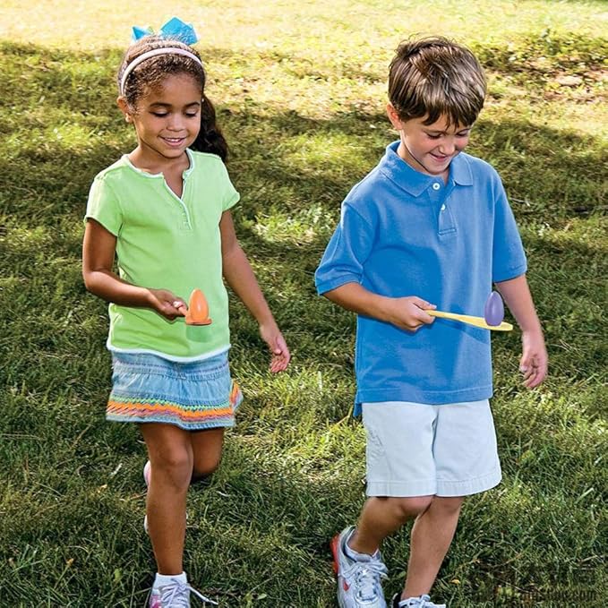 LovesTown 12 PCS Egg Spoon Race Game Sets, Wooden Balance Relay Games for Kids Carnival Birthday Party Outdoor Games (Pack of 2)