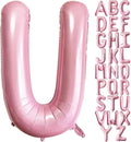 Pink Letter U Balloons, 40 Inch Pastel Pink Letter Balloons U Foil Mylar Helium Pink Letter Balloons for Birthday Party Supplies Anniversary Event Celebration Decorations Alphabet Pink U