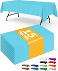 Light Blue Plastic Table Cloth Rectangle Table 15 Pack, 54''×108'' Tablecloth for 6ft Tables, Table Cloth for Disposable Use, Table Cover for Holiday Party, Gathering