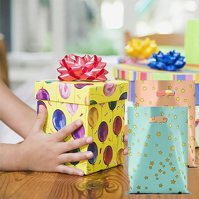 40pcs Party Favor Bags,Birthday Goodie Candy,Goodie Bags for Kids Party,Loot Bags for Kids Birthday Party with Star Pattern,5 Colors