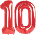 Giant Red 10 Balloon Number 40 Inch, 10 Number Balloons Birthday Supplies, 10 Year Old Birthday Party Celebration, 10 Balloons Graduations Anniversary Decorations