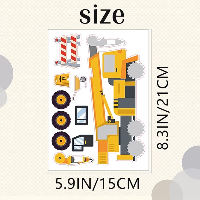 24 Sheets Construction Make a Face Sticker Sheets for Kids Todders Activities, Make Your Own Stickers for Kids Birthday Party Favor Supplies Craft
