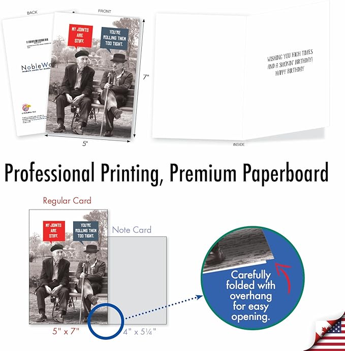 NobleWorks Pack of 3 Hilarious Birthday Greeting Cards with Envelopes (1 Design, 3 Each) Unlit Men Stiff Joints C10245BDG-C3x1
