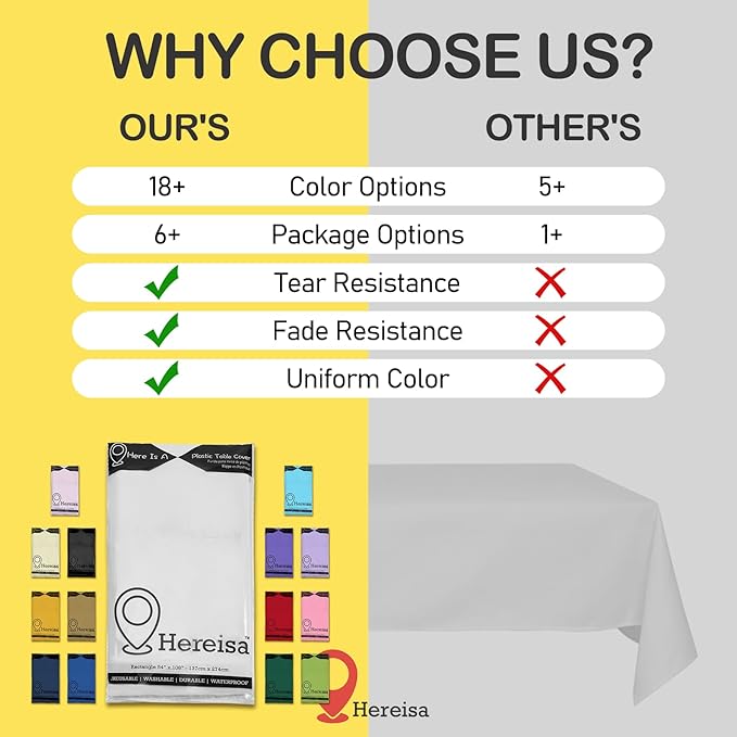 White 6 Pack Plastic Table Cloths, 54" x 108", Disposable Rectangle Table Covers for Parties