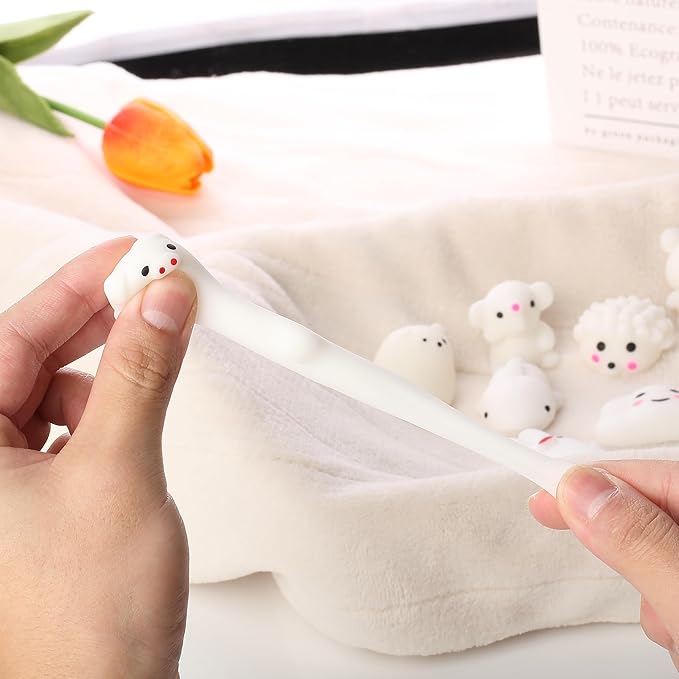 Mr. Pen- White Animal Squishy Toys, 12 Pack, Washable Twistable Stretchy Squishies, Soft Stress Relief Sensory Toys for Squeezing, Party Favors, Classroom Rewards & Kids’ Gifts, Easter Egg Fillers