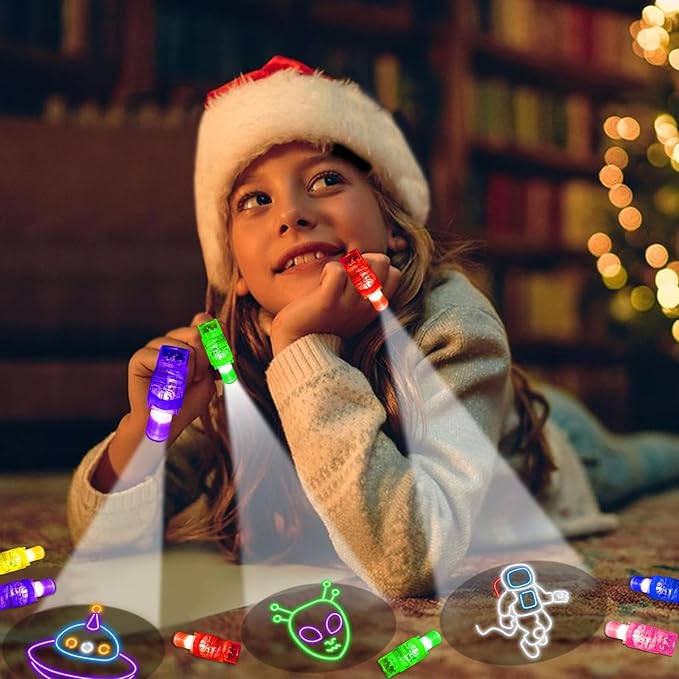 24PCS Party Favors LED Finger Lights, Glow in the Dark Light Up Toys Gifts Bulk for Kids Boy Girl Birthday Goodie Bags Stuffers Party Decorations Back to School Party Classroom Prizes (space)