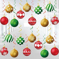 YQUQWN 48 Pcs Christmas Hanging Swirl Decorations - Red, Green, Gold Snowflake Elk Balls Swirls for Holiday Parties Christmas Tree Home Office Classroom - Xmas Winter Holiday Ceiling Decor