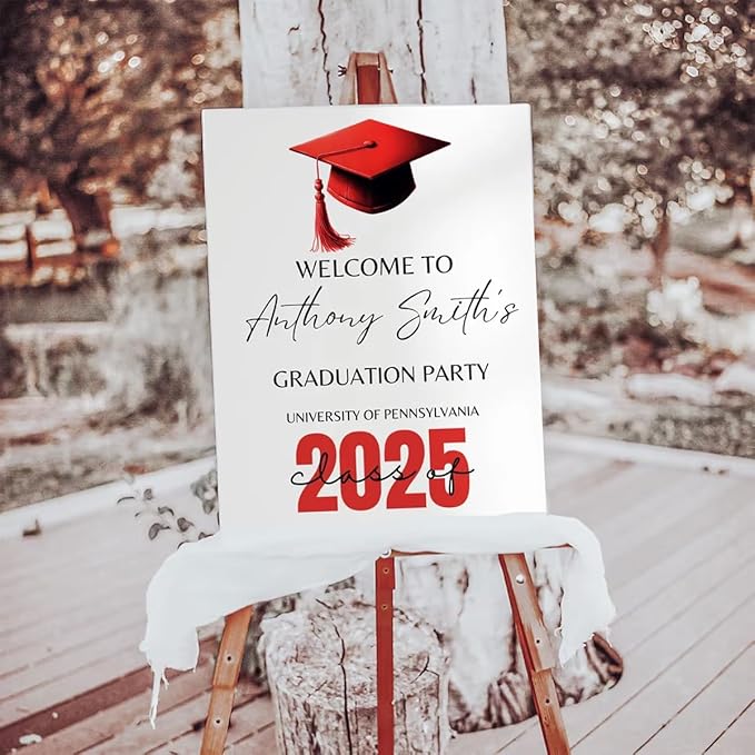 Graduation Party Welcome Sign, Photo Graduation Poster, Greenery Grad Poster, Grad Party Decorations, Senior 2025 2026, Class of 2025 Welcome Board,Custom Grad Celebration Sign, Graduates, Canvas 3