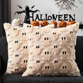 DFXSZ Halloween Pillow Covers 20x20 inch Set of 2 Beige Ghost Throw Pillow Cases Soft Plush Faux Fur Wool Couch Cushion Case for Chair Sofa Bedroom Living Room Home Decor PTK03D20