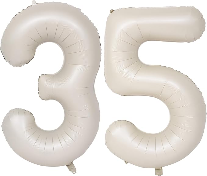 40 In Cream white Number Balloons Helium Foil Mylar Balloon Birthday Party banquet Decoration Digital 35