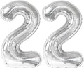 40 Inch Big Silver Number 22 Balloon Birthday Decoration, Number 22 Helium Balloon 22 Celebration, Boy Girl Baby Anniversary Party Graduations Supplies Decorations