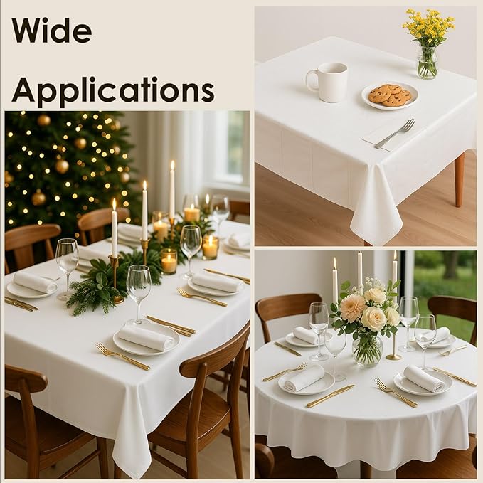 Craft And Party 12 Pack White Plastic Tablecloths, 84 Inch Round Disposable Table Covers, Heavy Duty & Waterproof for Parties, Events, Banquets, White