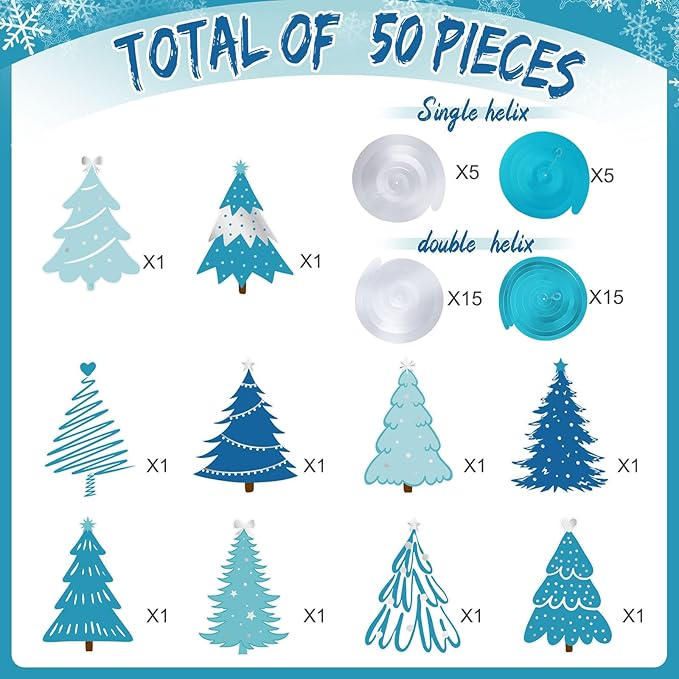 Colarr 50 Pack Winter Hanging Swirls Decorations Blue Tree Foil Ceiling Swirls Spiral Streamers Ornaments for Classroom Office Home Xmas Holiday Winter Party Supplies