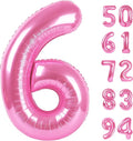 Pink 6 Balloon, Number Balloons 40 Inch, 6th Balloons for Birthday Decorations, Pink Party Supplies 6 Birthday Balloon, Number 6 Balloon