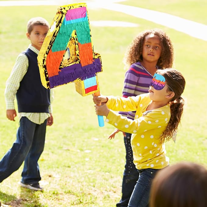 Rainbow Number 4 Pinata for Kids 4th Birthday Party Supplies, Fiesta, Centerpieces, Anniversary Celebrations (16.1 x 10.6 x 3.2 Inches)