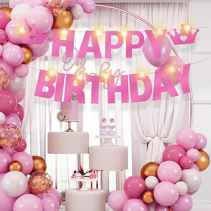 175Pcs Glitter Customizable Banner Kit DIY Custom Letter Banner DIY Girls Happy Birthday Letters 0-9 Numbers Anniversary Personalized Banners Wedding Birthday Party Decoration Supplies(Shiny Light Pink)