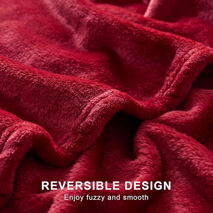 Hansleep Fleece Red King Blanket, Super Soft Flannel Fuzzy Plush Cozy Blanket for All Seasons, Red, King 90x108 Inches