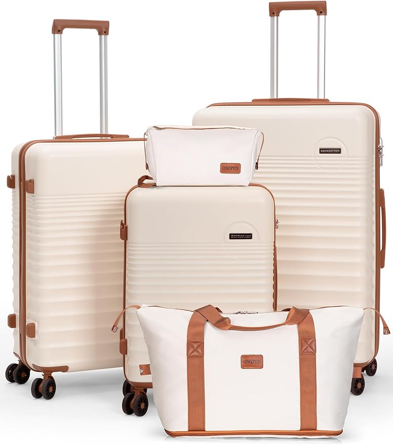CONCEPTEN Luggage Sets 5 Piece, Suitcases with Wheels, Hardshell Suitcase Set, ABS Carry on Luggage Set with TSA Lock, Travel Luggage