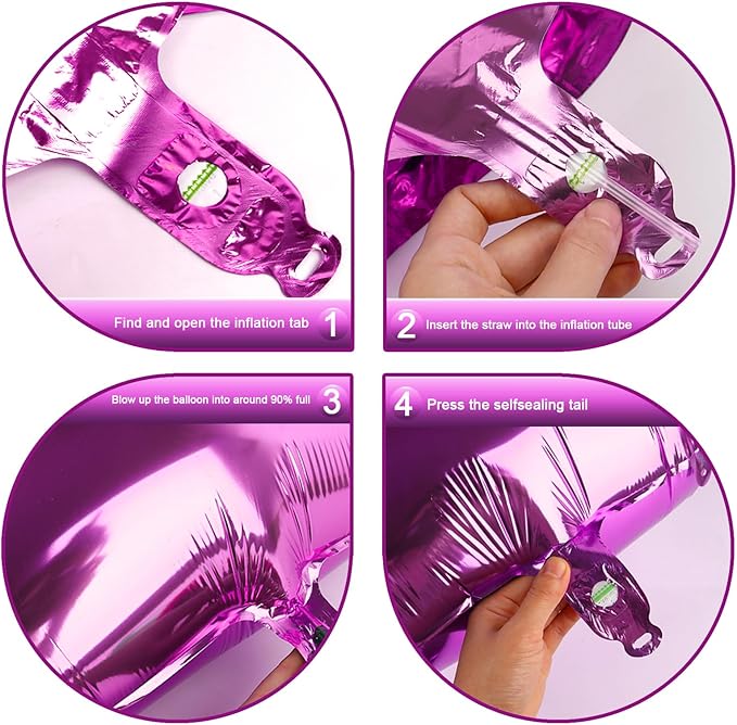 Big 40 Inch Rosy Purple 2 Number Balloon Birthday Decoration, 2026 Rosy Purple Number 2 Helium Balloons 12 20 22 23 24 26 28 32 42 Celebration, Boy Girl Baby Anniversary Party Graduations Supplies