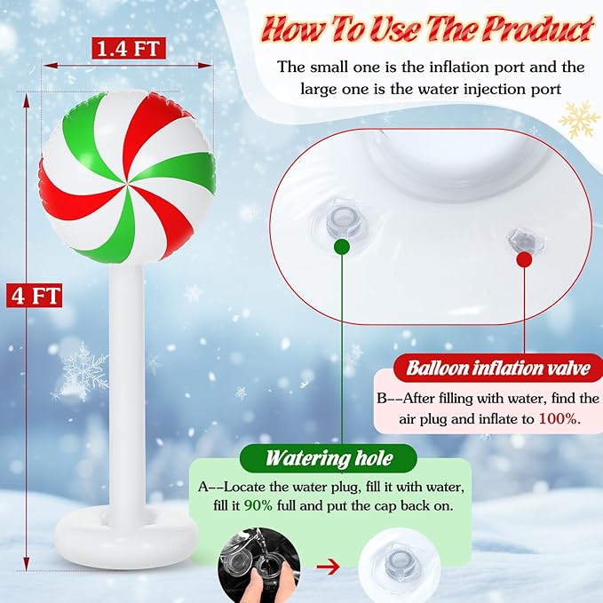 6 Pcs Christmas Inflatable Outdoor Decorations 4 FT Christmas Candy Inflatable Column Decoration for Winter Xmas Lawn Yard Garden Home Decor