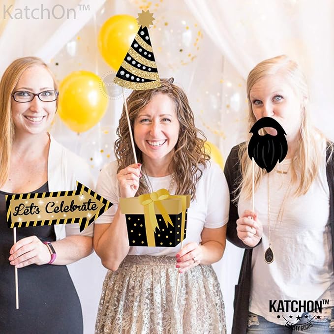 KatchOn, Glitter New Years Photo Booth Props 2026 - Pack of 30 | New Years Eve Photo Booth Props 2026 for New Years Eve Party Supplies 2026 | NYE Party Favors 2026 for Happy New Years Decorations 2026