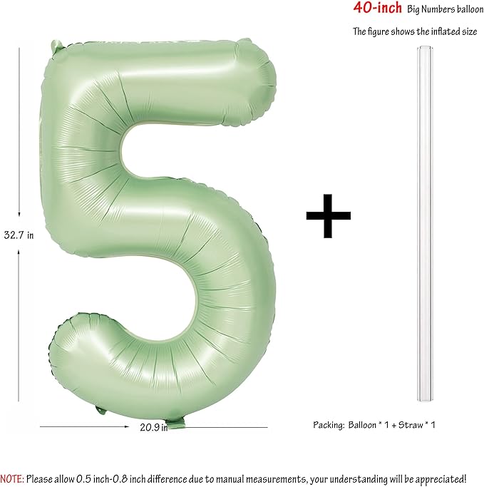 40" Olive green Number Balloons Helium Foil Mylar Balloon Birthday Party banquet Decoration Digital 5