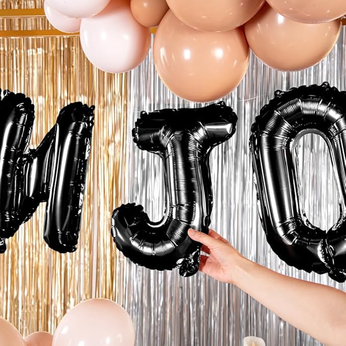 Restaurantware-Balloonify 16 Inch Letter Balloon, 1 Alphabet Party Balloon - Letter J, Self-Sealing, Black Foil Mylar Finish, Hanging Loop, Decoration For Birthday, Wedding, Or Graduation