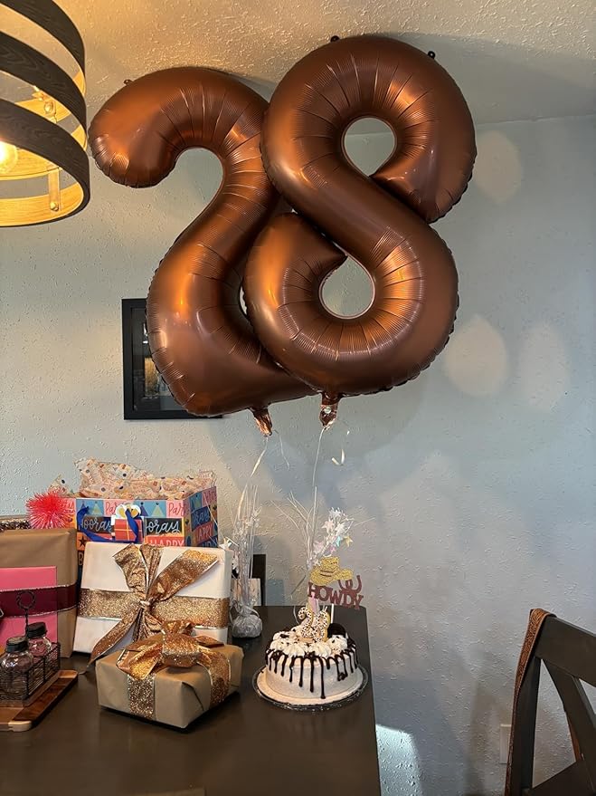 40 Inch Coffee Brown Number 0 Balloon, Giant Number 0 Balloons for 10th 20th 30th 40th Birthday Decorations, Party Supplies for Baby Boy Girl, Coffee Brown Party Decor