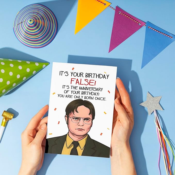 PIUST The Office Birthday Cards, Dwight Schrute Birthday Card, Funny Office Birthday Card, It Is Your Birthday False Card (58)