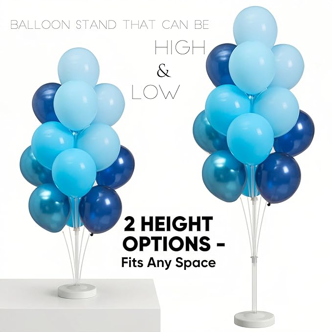 Balloon Sticks with Base for Floor or Table,Metallic Pearl Baby Blue 10inch Balloon Column Stand Kit with Balloons,Base&Pole,Backdrop Decoration for Party Wedding Baby Shower Birthday Graduation