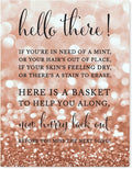 Andaz Press Wedding Party Signs, Glitzy Rose Gold Glitter, 8.5x11-inch, Ladies Bathroom Basket, 1-Pack, Bokeh Colored Party Supplies