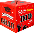 Graduation Card Box, 2025 Graduation Party Decorations, Red Black Graduations Card Holder, Foldable Cardboard Decoration Congrats Grad Card Gift Box Class of 2025 for Graduations Party Favors Supplies