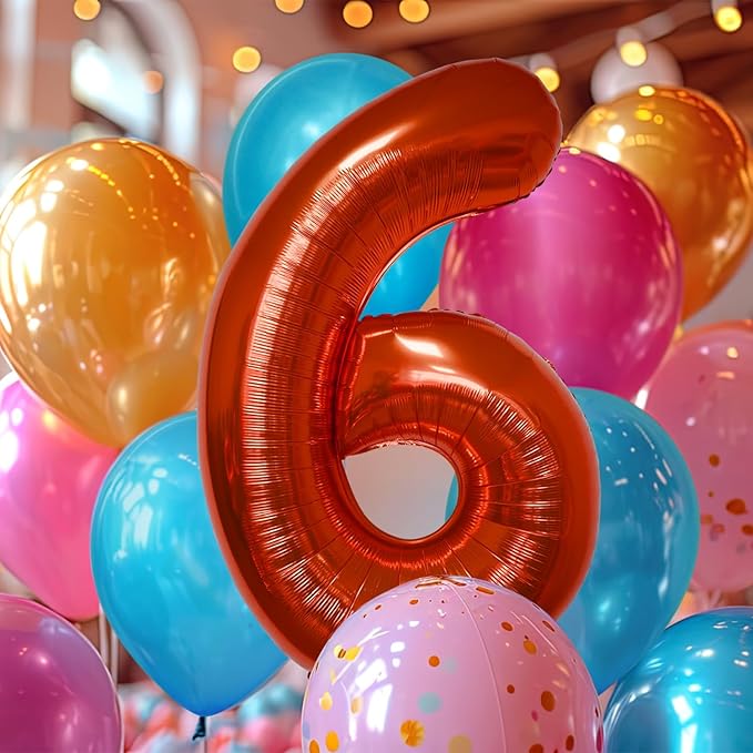 40 Inch Large Red Number Celebration and Decoration Balloon for Birthday Parties, Graduations, Anniversaries, Weddings, Photo Shoots, Special Events - Helium Foil Mylar (Red Number 6)