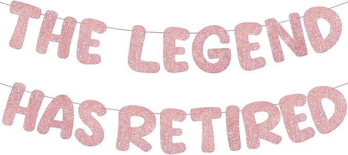 Fulmoon Pre Strung the Legend Has Retired Glitter Banner 9.8 ft Retirement Banner Retirement Party Decorations Garland Bunting for Men Women Gifts, No DIY(Rose Gold)