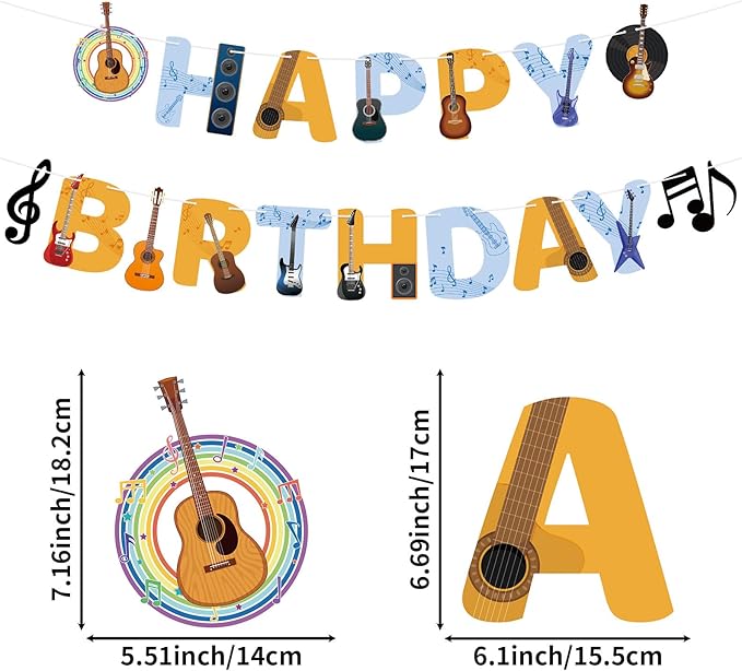 Guitar Party Decorations Happy Birthday Banner Guitar Party Banner Garland for Birthday Party Decorations Guitar Party Supplies