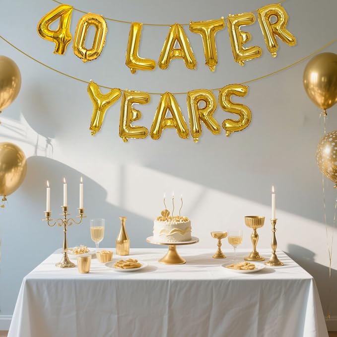 Gold 40 Years Later Letter Balloons 16in Balloon Foil Letter Decorations Party Decor Gold Letter Balloons 40 Years Later Party Supplies