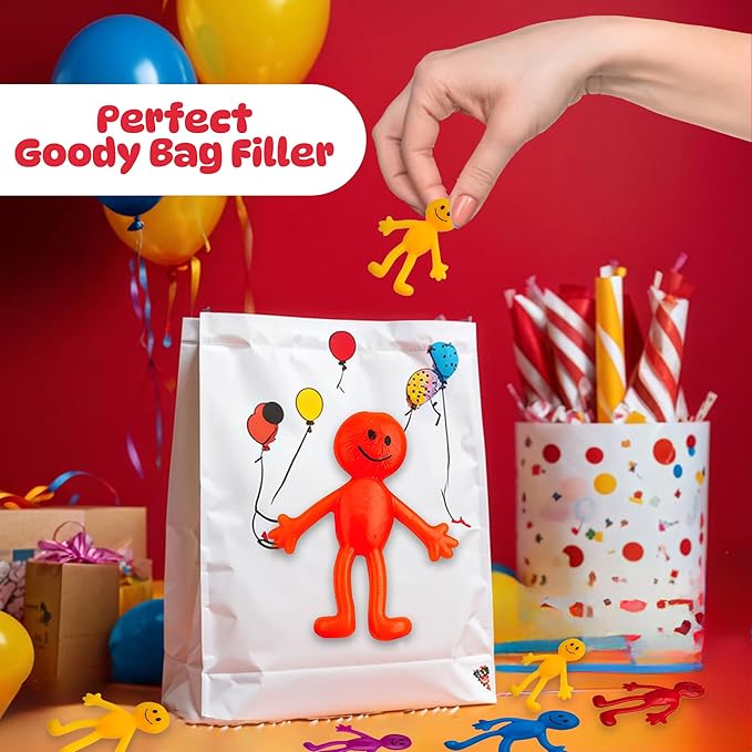 Stretchy Bendable Man (36 Pack) Assorted Fun Colors, A Sticky, Stretchable, Slimy, Gooey Texture, Toy for Stress Anxiety Relief, Great Party Favor, Stocking Stuffer