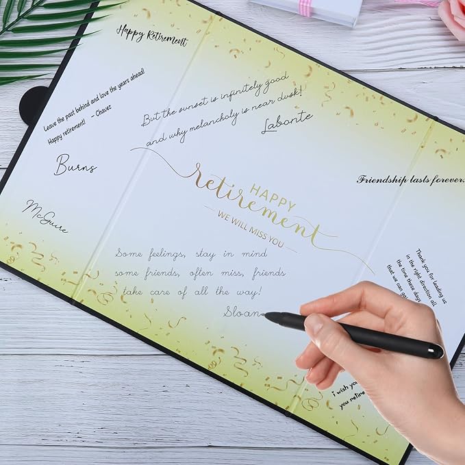 Black Gold Retirement Party Decorations - Retirement Signing Board Guest Book Alternative | Officially Retired Gift for Men & Women | Farewell Party Supplies