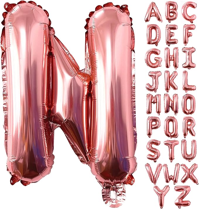 Lovoir 40 Inch Large Rose Gold Letter N Balloons Big Size Jumbo Mylar Foil Helium Balloon for Birthday Party Celebration Decorations Alphabet Rose Gold N