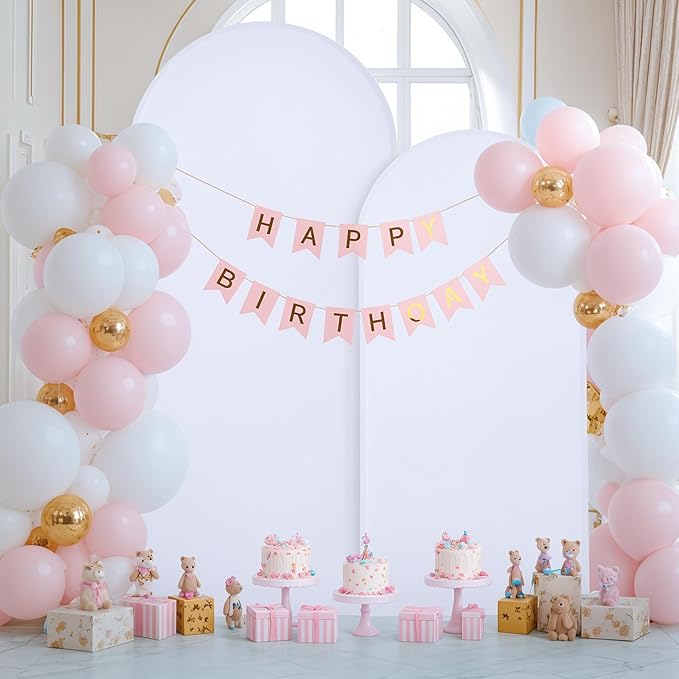 White Arch Backdrop Covers - 7.2FT, 6FT Spandex Fitted Wedding Arch Stand Covers Round Top Chiara Stretchy Arch Backdrop Cover for Valentines Wedding Birthday Party Decoration