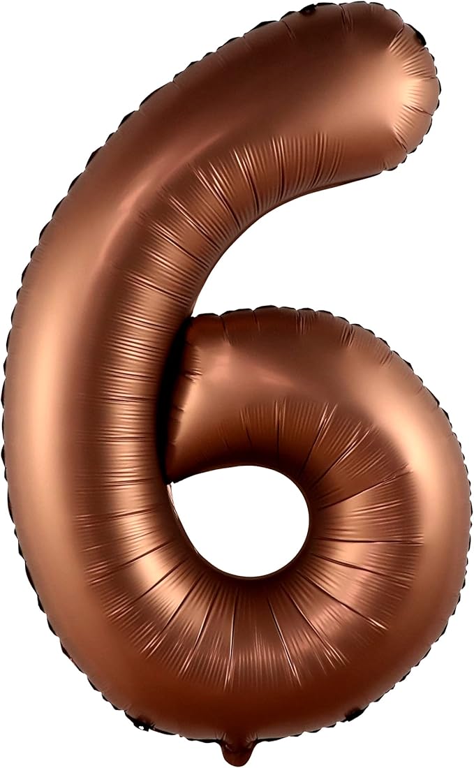 KatchOn, Giant Coffee Brown Number 6 Balloon - 40 Inch | 6th Birthday Balloon for 6th Birthday Decorations | 6 Balloons for Birthday | 6 Year Old Balloons for 6 Year Decorations