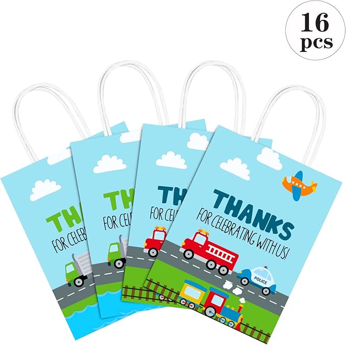 Keringo 16 PCS Party Bags for Transportation - Candy Bags for Kids' Birthday Party Supplies and Decor